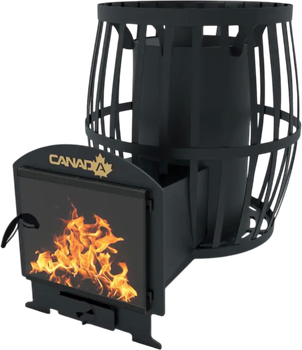 Дровяная каменка Canada Бочка 1 20 м3 с выносом и стеклом (CB-0120051S)