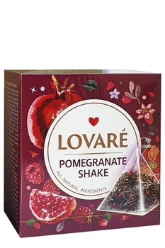 Чай Lovare Pomegranate shake чорний з ароматом гранату в пірамідках 15 шт х 2 г (54206)
