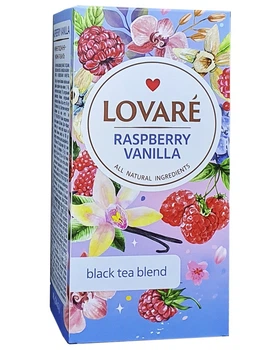 Чай Lovare Raspberry Vanilla чорний в пакетиках з ароматом ванілі и малини 24 шт х 2 г (55760)