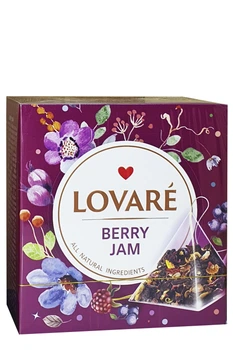 Чай Lovare Berry Jam плодово-ягідний з лепестками квітів у пірамідках 15*2г *12 (56318)