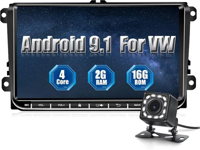 Автомагнитола Nhopeew YT9216BJ для VW/Skoda/Seat / 9" / Сенсорная / 2/16Гб / Android 9.1 / Wi-Fi / GPS / Bluetooth / USB / DAB+ / 2DIN Б/В