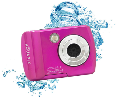 Компактный фотоаппарат Easypix Aquapix W2024 Splash / 5 Мп CMOS / HD 720 p 30 fps / 8× цифровой зум / Водонепроницаемый до 3 м / Ударопрочный / Розовый Б/В