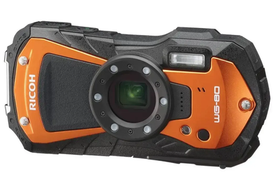 Фотоаппарат Ricoh WG-80 16Мп / CMOS / Full HD 60fps / 5Х зум / Водонепроницаемый / Ударопрочный / Черно-оранжевый Б/В b1
