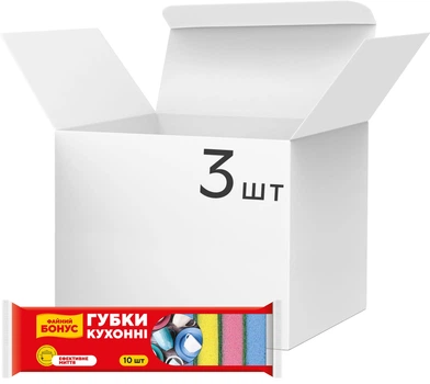 Упаковка губок кухонных Бонус Стандарт 3 пачки по 10 шт (15100250)