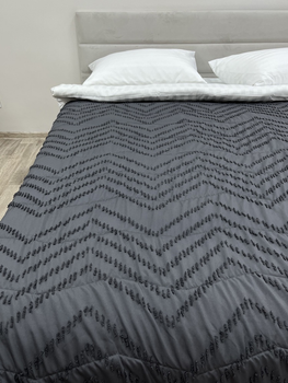 Покривало Ecotton Jacuard Grey Полуторне 150x220 см Стьобане Полісатин (25214_000)