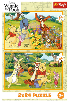 Zestaw Puzzle Trefl Kubuś Puchatek dzień w ogrodzie 2 x 24 elementy 34436 (5900511344363)