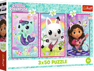 Zestaw Puzzle Trefl Poznajcie Gabby i kotki 3 x 50 elementów 34876 (5900511348767)