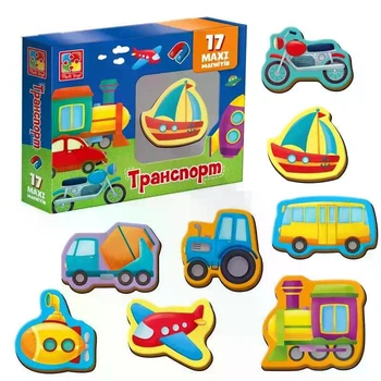 Набір магнітів Транспорт Vladi Toys 17 елементів в коробці VT 3106-26