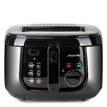 Електрична фритюрниця Kamille KM-6810 на 1800 W з кошиком із нержавіючої сталі та терморегулятором 2.5 л Чорна (124-84-6810)