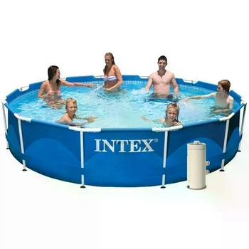 Бассейн каркасный Intex 28212 круглый на 6503 л из ПВХ и стали с картриджным насосом каркасом и чашей 366x76 см Синий (124-9-28212-2025)