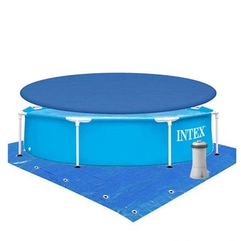 Бассейн каркасный Intex 28205-4 круглый на 1828 л из ПВХ и стали с картриджным насосом, тентом и подстилкой 244x51 см Синий (124-9-28205-4)