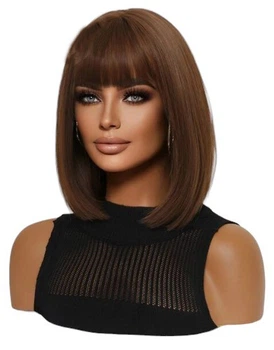 Парик каштановый каре Brown, термоволокно XOUJE
