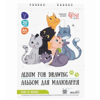 Альбом на спіралі для малювання Cats Friendship А4 100г/м2 20л ROSA Kids(4823098542971)