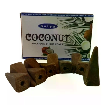 Coconut Backflow Dhoop Cone (Кокос)(Satya) 10 конусов в упаковке 34984