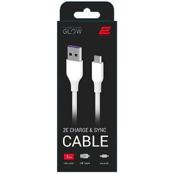 Дата кабель USB 2.0 AM to Micro 5P 1.0m Glow white 2E (2E-CCAM-WH_)