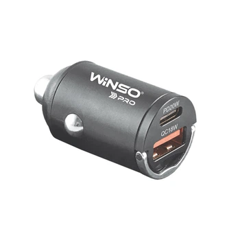 Автомобильное зарядное устройство Winso PRO 38W USB-C USB-A для быстрой зарядки телефона и гаджетов мини металл (DO-LI_33S)
