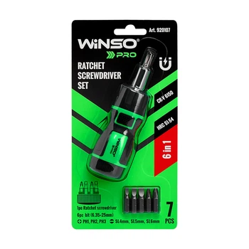 Отвертка Winso Pro реверсивная с комплектом насадок 6в1 920107