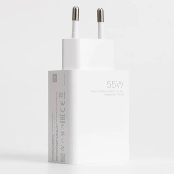 Xiaomi 55W Швидка зарядка білого кольору для смартфонів та гаджетів. MDY-12-EF POCO зарядний пристрій білий