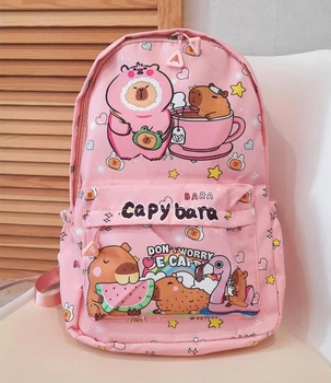 Дитячий Рюкзак з Капібара Capybara Рожевий 43х30х15 см Підлітковий Міський Шкільний для дівчинки