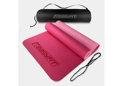 Коврик для йоги и фитнеса EasyFit TPE+TC 6 мм двухслойный розовый cо св.розовым + Чехол