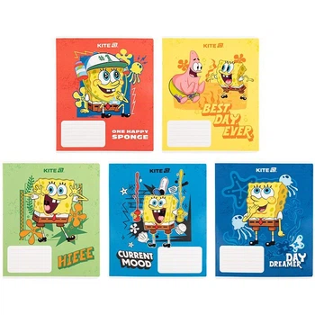 Зошит Kite SpongeBob SquarePants 18 аркушів клітинка гібридний лак мікс обкладинок (SB25-236)
