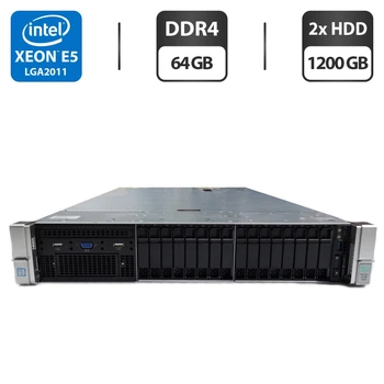Сервер HP ProLiant DL380 Gen9 (18x 2.5 SFF) 2U Rack / 2x Intel Xeon E5-2667 v3 (8 (16) ядра по 3.2 - 3.6 GHz) / 64 GB DDR4 / 2x 1200 GB HDD (SAS) / RAID HP Smart Array P440ar / 2x 500W б/у