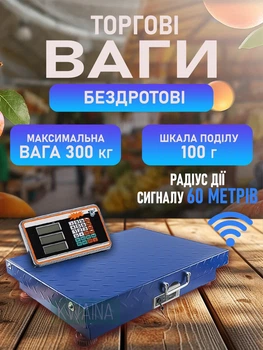 Беспроводные платформенные электронные весы до 300 кг с Wi-Fi, металлической платформой, подсветкой дисплея и функцией тарирования