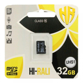 Карта Пам'яті Hi-Rali MicroSDHC 32gb UHS-1 10 Class Колір Чорний