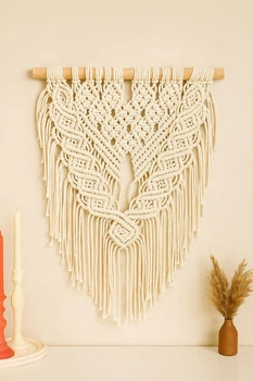 Натуральне настінне панно макраме Handmade, 40 * 50 см в етно стилі, декоративне панно