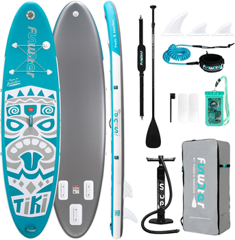 SUP-дошка надувна Funwater Paddleboard Tiki 10" 8в1 320x84x15 см Двошаровий Сап Універсальний сапбоорд