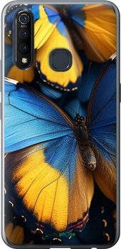 Чехол на Vivo Z5X Желто-голубые бабочки "6046u-1765-70447"