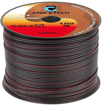 Przewód głośnikowy Cabletech 2 x 0.16 mm² 100 m Black (5901436707608)
