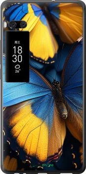 Чехол на Meizu Pro 7 Plus Желто-голубые бабочки "6046u-1131-70447"