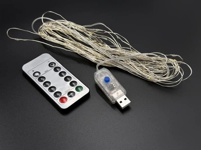 Гирлянда светодиодная Роса питание от USB с пультом управления 8 режимов свечения 10 м Холодный белый (AO-32)