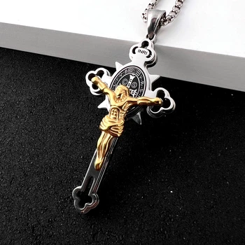 Хрестик із розп'яттям з нержавіючої медичної сталі PSC-098
