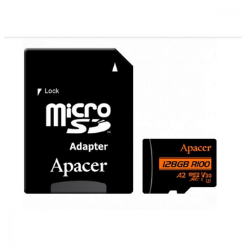 Карта памяти Apacer 128 GB microSDXC UHS-I U3 V30 A2 + SD-adapter (AP128GMCSX10U8-R)