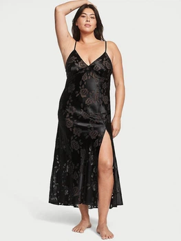 Пеньюар Victoria's Secret VS Archives Burnout Satin Slip Black XL Чорний (26811403D)