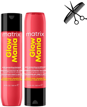 Професійний набір Matrix Glow Mania для захисту кольору фарбованого волосся Шампунь 300 мл + Кондиціонер 300 мл (3474637257026/3474637257040)