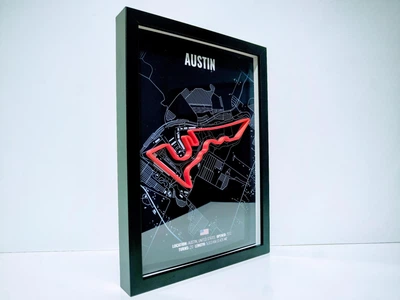 Об'ємна Рамка з 3D Трасою AMERICAS Circuit (Circuit of the Americas) / Austin, Texas, United States / Остін, штат Техас, США (Траса Америк) в Масштабі 1:40 000 Red Matte / F1 Frame 32x23x3
