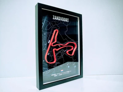 Об'ємна Рамка з 3D Трасою Zandvoort Circuit (Circuit Park Zandvoort) / Zandvoort, North Holland, Netherlands / Зандворт (Кольцо «Парк Зандворт») в Масштабі 1:40 000 Red Matte / F1 Frame 32x23x3