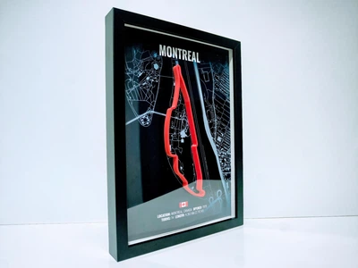 Об'ємна Рамка з 3D Трасою Gilles-villeneuve Circuit / Montreal, Quebec, Canada / Монреаль (Автодром імені Жиля Вільнева) в Масштабі 1:40 000 Red Matte / F1 Frame 32x23x3