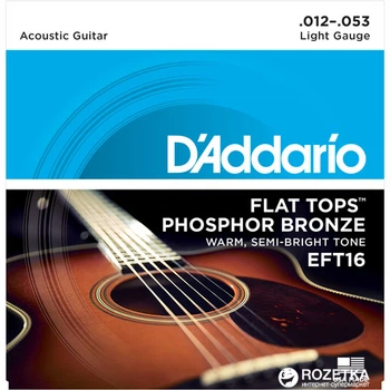 Струни для акустичних гітар D'Addario EFT16 Flat Tops Light (12-53)