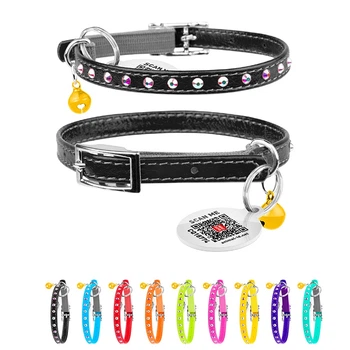 Ошейник "WAUDOG GLAMOUR" с резинкой, клей.стразами для кошек (ширина 9мм, длина 22-30см) черный