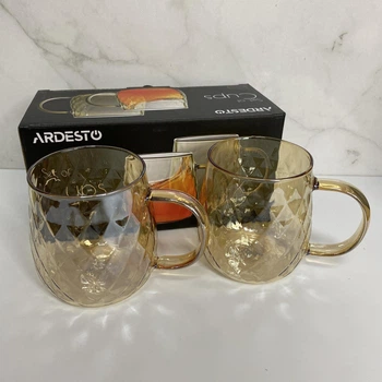 Набір чашок боросилікатне скло 2 шт 350 мл Ardesto Golden Moon AR2635GG