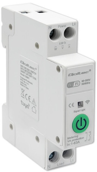 Przekaźnik Wi-Fi z licznikiem Qoltec Wi-fi DIN rail relay with electricity meter 63A TUYA SMART LIFE (5901878508818)