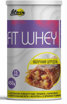 Протеиновый коктейль FITWHEY, Яблочный штрудель 450г 75%