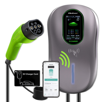 Stacja ładowania Qoltec EV 2-in-1 Type2 22kW Wi-fi LCD RFID 3 phases Wallbox 5m (5901878524306)