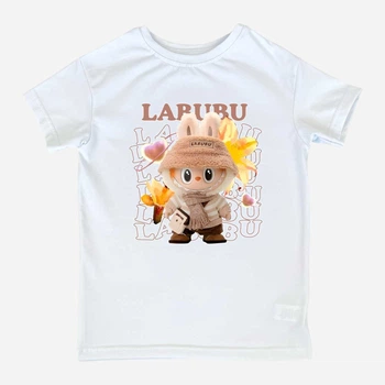 Дитяча футболка для дівчинки Спиногриз Labubu в шапці 10-00931 122 см Біла (ROZ6501086444)