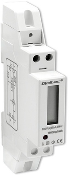 Licznik energii elektrycznej Qoltec Single-phase electronic meter DIN rail energy consumption meter 230V 30A LCD 1P (5901878509938)