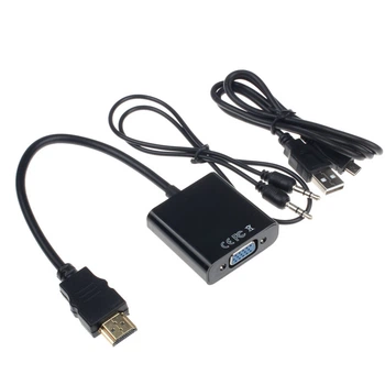 Конвертер переходник из HDMI в VGA Звук Питание адаптер преобразователь видеосигнала